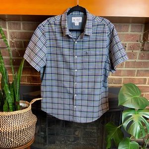 Original Penguin Short Sleeve Plaid Button Down Shirt, Size XL